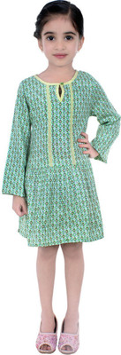 

Shilpbazaar Girls Midi/Knee Length Casual Dress(Green, Full Sleeve