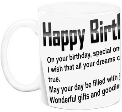 

EFW HAPPY BIRTHDAY - Quotes (Rose Design) Ceramic Mug(325 ml), Multicolor