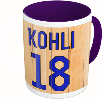 

MiiCreations Printed Two Tone Blue And White Kohli 18 Ceramic Mug(325 ml)