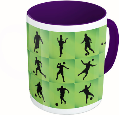 

MiiCreations Printed Two Tone Blue And White Football Pattern Ceramic Mug(325 ml)