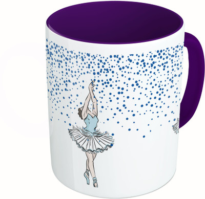 

MiiCreations Printed Two Tone Blue And White Dancing Girl Ceramic Mug(325 ml)