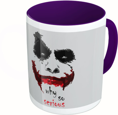 

MiiCreations Printed Two Tone Blue And White Why So Serious Ceramic Mug(325 ml)