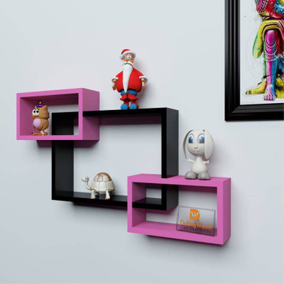 

OnlinePurchas Wooden Wall Shelf(Number of Shelves - 3, Pink, Black)