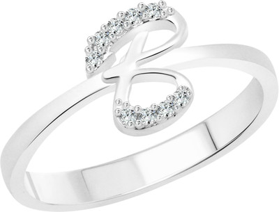 VIGHNAHARTA Initial ''B'' Alphabet Rose Alloy Cubic Zirconia Gold Plated Ring