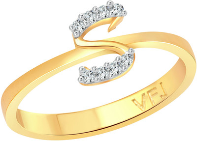 

Vighnaharta Initial ''S'' Letter Rose Alloy Cubic Zirconia Gold-plated Plated Ring, Multicolor