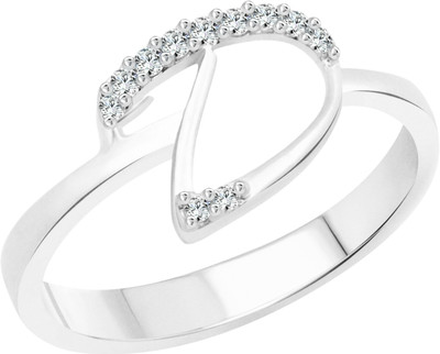 VIGHNAHARTA Initial ''D'' Alphabet Rose Alloy Cubic Zirconia Gold Plated Ring