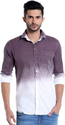 CAMPUS SUTRA Men Solid Casual Purple, White Shirt