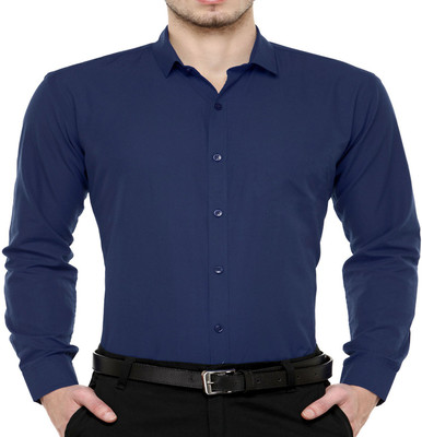FabTag - Being Fab Men Solid Casual Blue Shirt