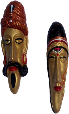 

Rasoh village hand artz tribal maharaja -maharani couple wall hanging Decorative Showpiece - 29 cm(Terracotta, Multicolor)