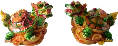REIKI CRYSTAL PRODUCTS Feng Shui Colorful Turtle Tortoise Pair Good Luck & Brings Prosperity Success And Financial Gains Decorative Showpiece  -  4 cm(Polyresin, Multicolor)