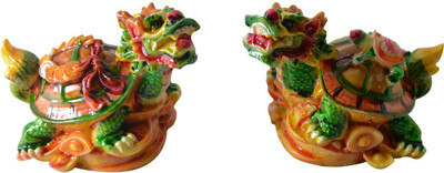 

Reiki Crystal Products Feng Shui Colorful Turtle Tortoise Pair Good Luck & Brings Prosperity Success And Financial Gains Decorative Showpiece - 4 cm(Porcelain, Multicolor)