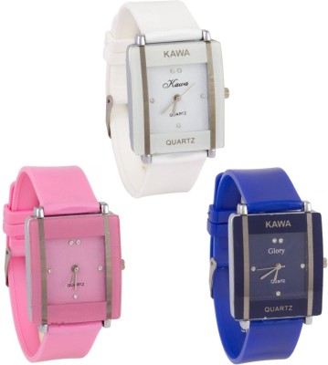SPINOZA glory white pink and blue square women Analog Watch  - For Girls   Watches  (SPINOZA)