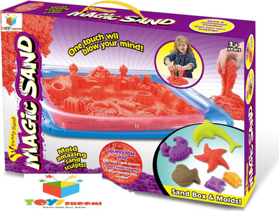 

Toys Bhoomi 2KG Magic Sand Activity Playset with Inflatable Sandbox & Molds - 100% Safe Gluten-Free