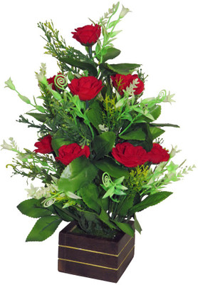 

YSK Creation Multicolor Rose Artificial Flower with Pot(12 inch, Pack of 1)
