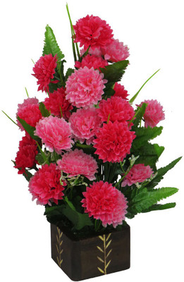 

YSK Creation Multicolor Carnations Artificial Flower with Pot(12 inch, Pack of 1)