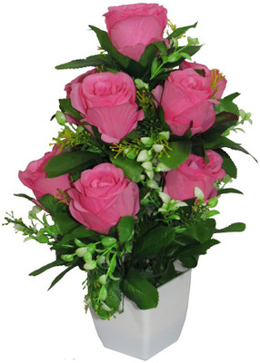 

YSK Creation Multicolor Rose Artificial Flower with Pot(12 inch, Pack of 1)