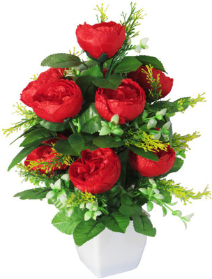 

YSK Creation Multicolor Rose Artificial Flower with Pot(12 inch, Pack of 1)