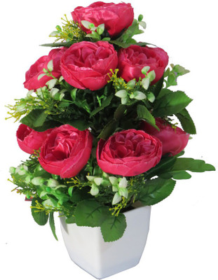 

YSK Creation Multicolor Ranunculus Artificial Flower with Pot(12 inch, Pack of 1)