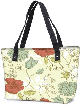 

Snoogg Pack Of 2 Red Floral Cream Combo Tote Shopping Grocery Bag With Coin Pencil Purse Shoulder Bag(Multicolor, 15 L)