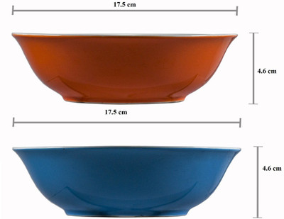 

La Platina Color Bowl Porcelain Bowl Set(Blue, Orange, Pack of 2)