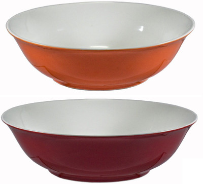 

La Platina Color Bowl Porcelain Bowl Set(Orange, Red, Pack of 2)