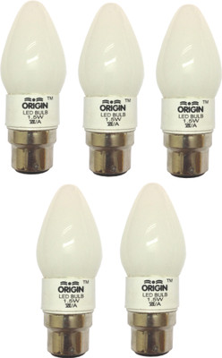 Origin 1.5 W Basic Candle B22 LED Bulb(White, Pack of 5)
