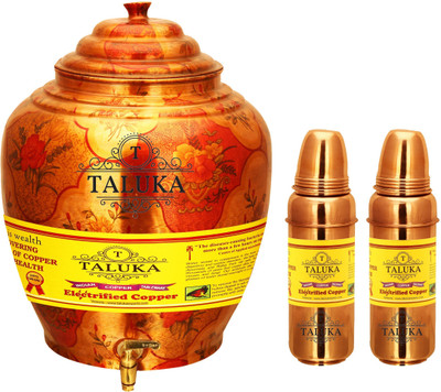 

TALUKA Handmade Water Pot Dispenser Matka Water Tank Water Copper Water Bottle - 17.6 L Copper Grocery Container(Pack of 3, Brown)