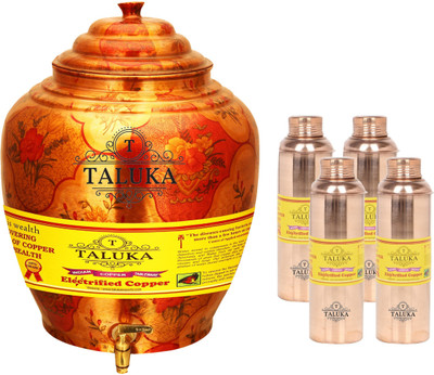 

TALUKA Handmade Water Pot Dispenser Matka Water Tank Water Bisleri Design Bottle - 19.2 L Copper Grocery Container(Pack of 5, Brown)