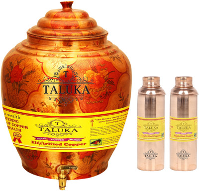 

TALUKA Handmade Water Pot Dispenser Matka Water Tank Water Bisleri Design Bottle - 17.6 L Copper Grocery Container(Pack of 3, Brown)