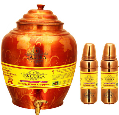 

TALUKA Handmade Water Pot Dispenser Matka Water Tank Water Copper Water Bottle - 17.6 L Copper Grocery Container(Pack of 3, Brown)