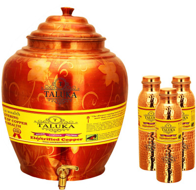 

TALUKA Handmade Water Pot Dispenser Matka Water Tank Water Hammer Leak Proof Copper Bottle - 19000 ml Copper Grocery Container(Pack of 4, Brown)
