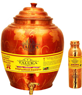 

TALUKA Handmade Water Pot Dispenser Matka Water Tank Water Hammer Leak Proof Copper Bottle - 17000 ml Copper Grocery Container(Pack of 2, Brown)