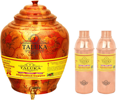 

TALUKA Handmade Water Pot Dispenser Matka Water Tank Water Copper Bottle - 17.6 L Copper Grocery Container(Pack of 3, Brown)