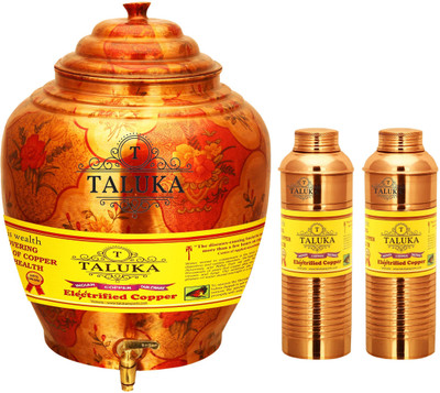 

TALUKA Handmade Water Pot Dispenser Matka Water Tank Water Lining Bisleri Design Bottle - 17.6 L Copper Grocery Container(Pack of 3, Brown)
