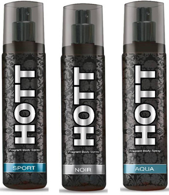 

Hott Sport, Noir and Aqua Body Spray - For Men(135 ml, Pack of 3)