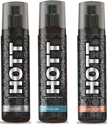 

Hott Noir, Aqua and Swagger Body Spray - For Men(135 ml, Pack of 3)