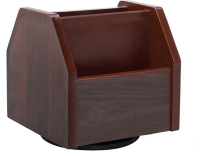 

Kebica 4 Compartments Wooden Revolving Desk Organizer(Brown)
