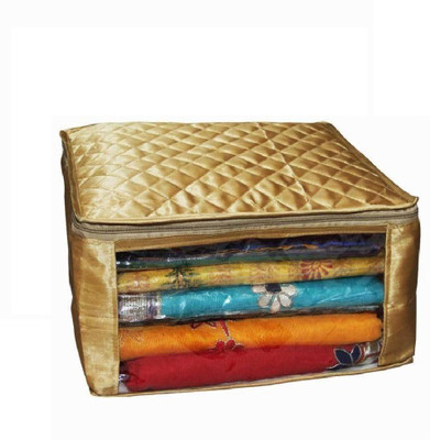 

Addyz Plain Large Satin Saree Salwar Suit Kamiz Cover Storage Bag(Gold)