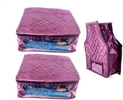 

Addyz Sales Designer 5 Inch Height Side Transparent Large Saree and Blouse Organizer Set of 3(Purple)