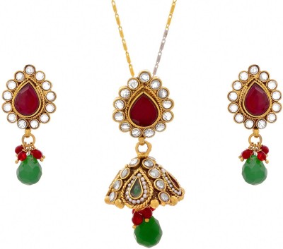 JFL Jewellery for Less Copper Gold-plated Red, Green Jewellery Set(Pack of 1)