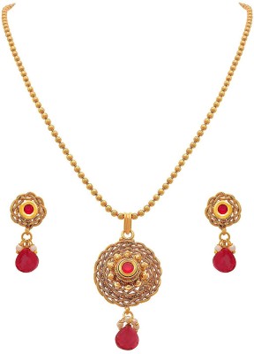 JFL Jewellery for Less Copper Gold-plated Pink Jewellery Set(Pack of 1)