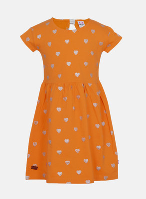 

Lil Orchids Girls Midi/Knee Length Casual Dress(Brown, Half Sleeve