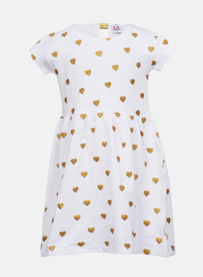 

Lil Orchids Girls Midi/Knee Length Casual Dress(White, Half Sleeve