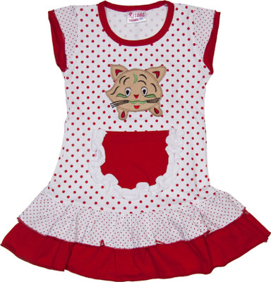 

Retaaz Girls Midi/Knee Length Casual Dress(Red, Cap Sleeve