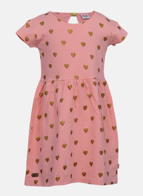 

Lil Orchids Girls Midi/Knee Length Casual Dress(Pink, Half Sleeve