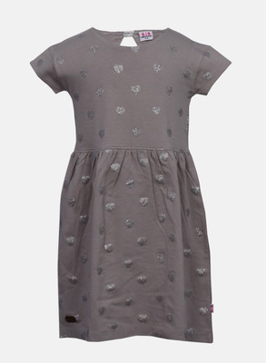 

Lil Orchids Girls Midi/Knee Length Casual Dress(Grey, Half Sleeve