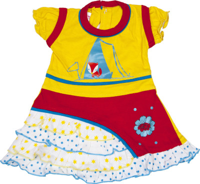 

Retaaz Girls Midi/Knee Length Casual Dress(Yellow, Half Sleeve