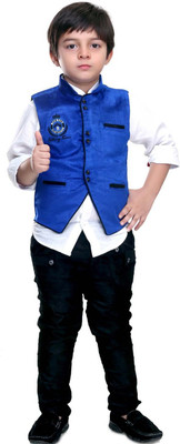 

Bad Boys Boys Festive & Party Shirt, Waistcoat and Pant Set(Multicolor Pack of 3, Blue