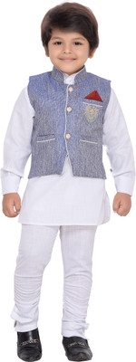 

AJ Dezines Boys Festive & Party Kurta, Waistcoat and Pyjama Set(Blue Pack of 1