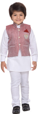 

AJ Dezines Boys Festive & Party Kurta, Waistcoat and Pyjama Set(Red Pack of 1